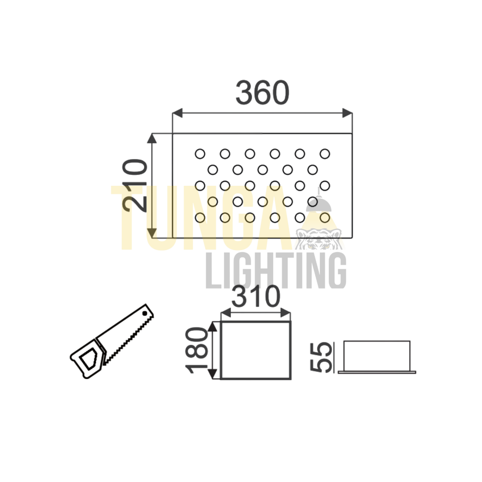 Kuyumcu Armatürü Dikdörtgen 210x360 Mm 42W