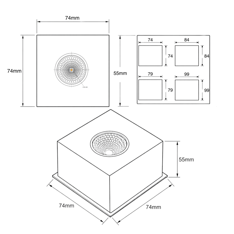 Petek Armatür COB LED 8W