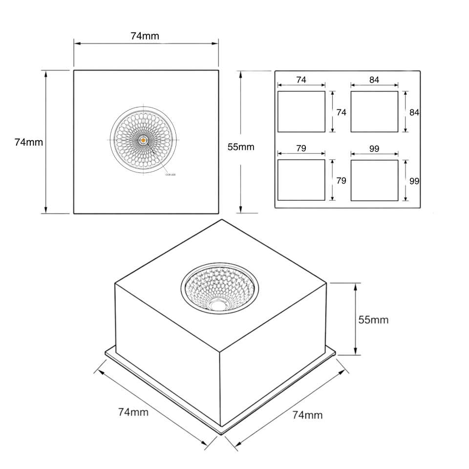 Petek Armatür COB LED 8W Yükseklik Ayarlı