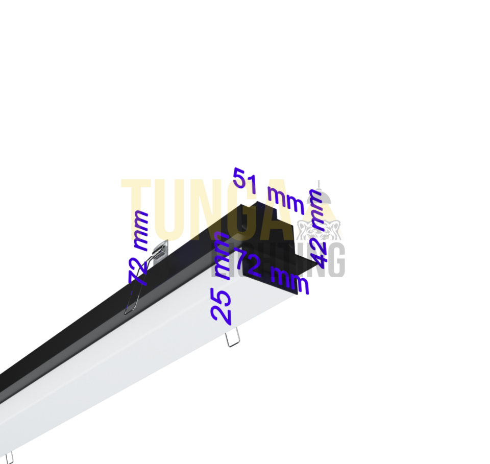 Sıva Altı Lineer LED Armatür 30W/M U Pleksili 72x51x42 Kasa