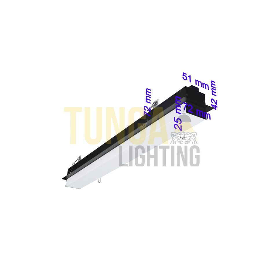 Sıva Altı Lineer LED Armatür 30W/M U Pleksili 72x51x42 Kasa